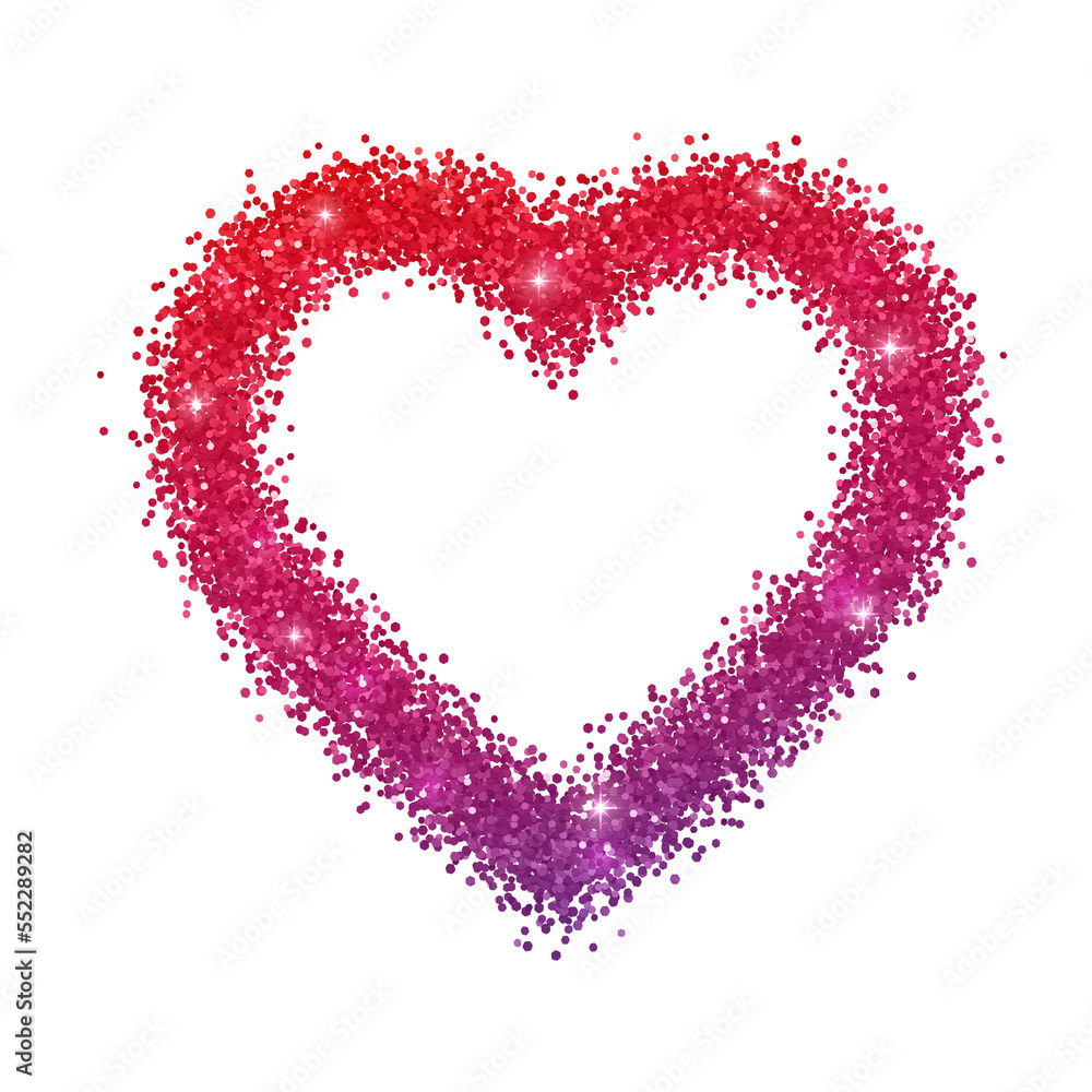 Heart frame with red purple gradient effect isolated PNG