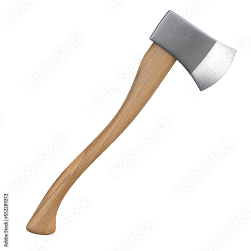 Fototapeta Naklejka Na Ścianę i Meble -  Axe with wooden handle isolated on white background 3d rendering