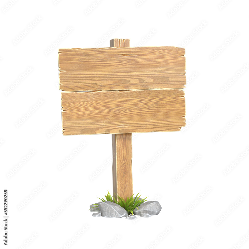 Wooden sign board isolated on white background 3d rendering Wooden sign board isolated on white background 3d rendering