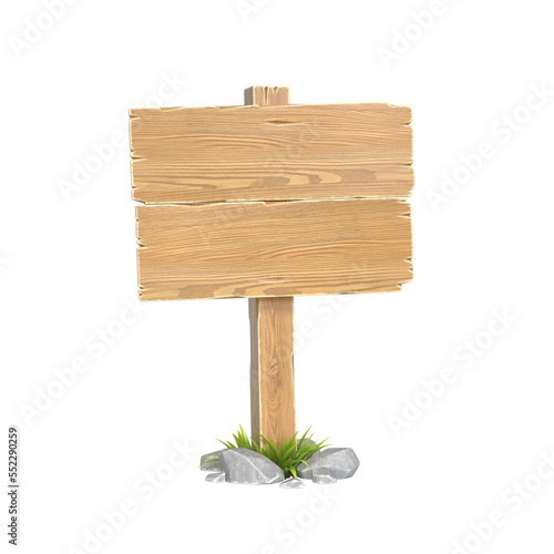 Fototapeta Naklejka Na Ścianę i Meble -  Wooden sign board isolated on white background 3d rendering
