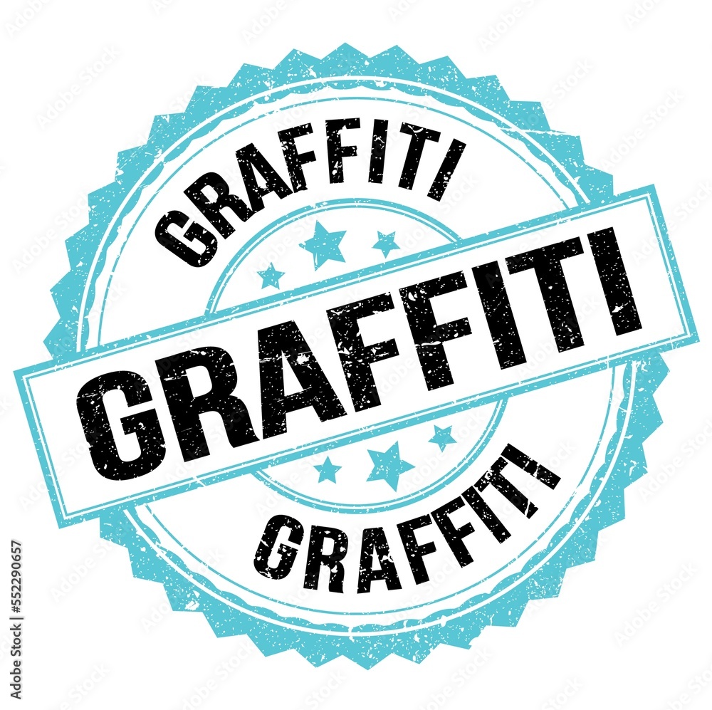 Obraz premium GRAFFITI text on blue-black round stamp sign