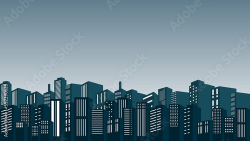 Silhouette of high rise buildings in the suburbs with night sky
