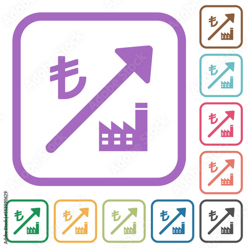 Rising power plant turkish Lira prices simple icons