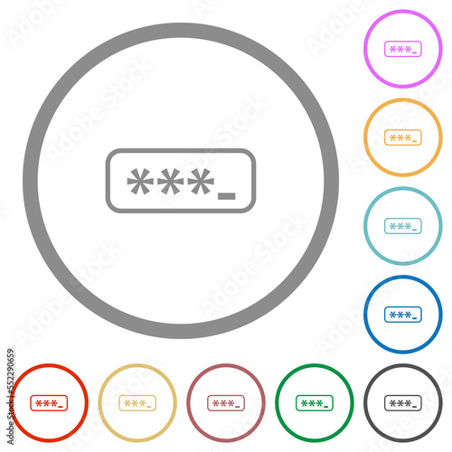 PIN code outline flat icons with outlines
