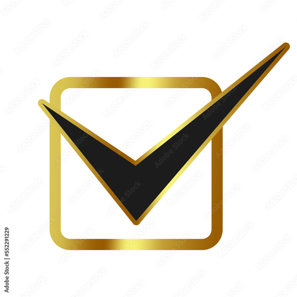 gold check box and correct mark square gold check box and correct mark square