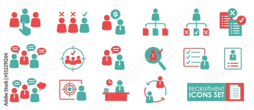 Recruitment icon set. Simple set of business strategy, Headhunting, career, resume. Modern icons. Solid icon set.