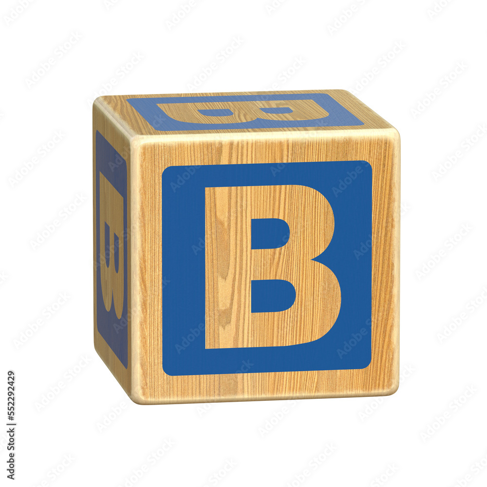 Letter B, Wooden Blocks font for Toddlers, Wood Alphabet Blocks, ABC
