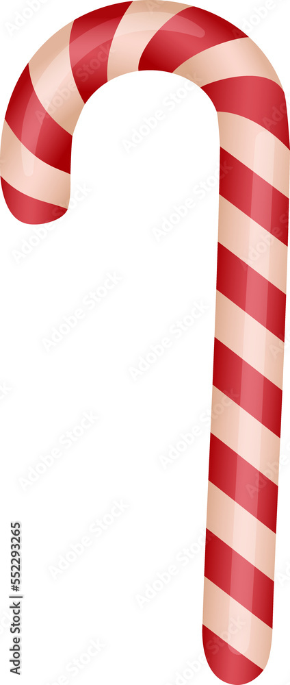 Fototapeta premium Christmas candy cane. Winter decor. colorful red and white lollipop. Unhealthy eating. Hard candy. Candy shop logo. Caramel vector illustration 