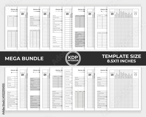 KDP Interior Bundle Vehicle Maintenance Log Book Unique Design Template