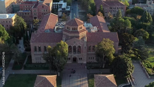 Dickson Court At UCLA With Sunset Lift On Rooftops. Aerial Dolly Forward, Tilt Down photo