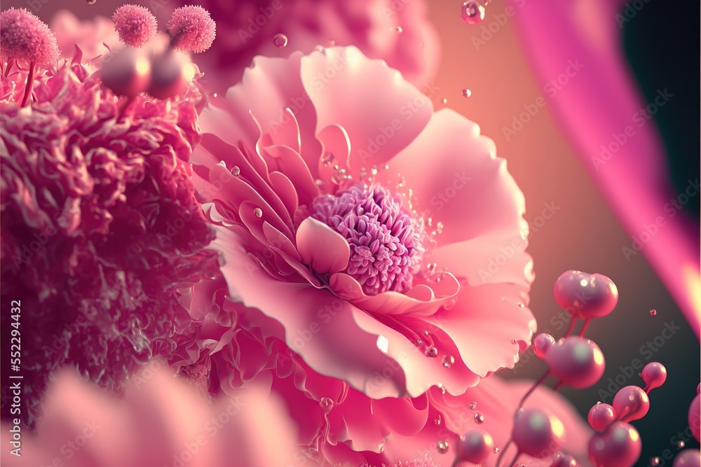 Abstract pink floral background with beautiful flowers. Abstract wedding backdrop. Ai generative Abstract pink floral background with beautiful flowers. Abstract wedding backdrop. Ai generative