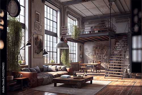 Artist loft interior in a f...
