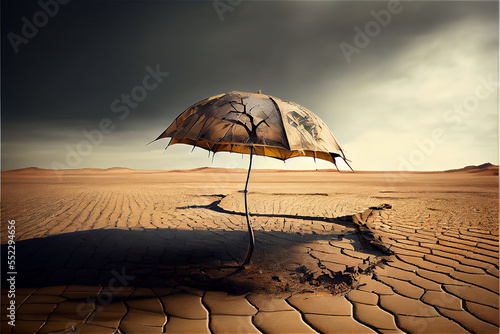 broken umbrella in a desert...