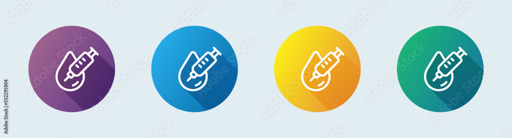 Inject line icon in flat design style. Medicine signs vector illustration. Inject line icon in flat design style. Medicine signs vector illustration.