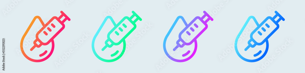 Inject line icon in gradient colors. Medicine signs vector illustration. Inject line icon in gradient colors. Medicine signs vector illustration.