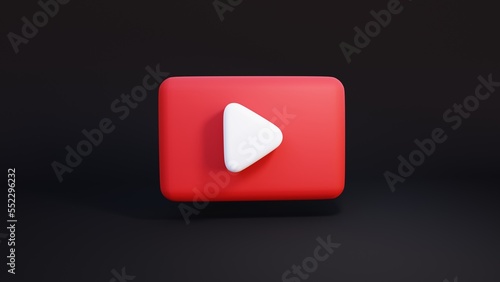 Red video play button 3D render