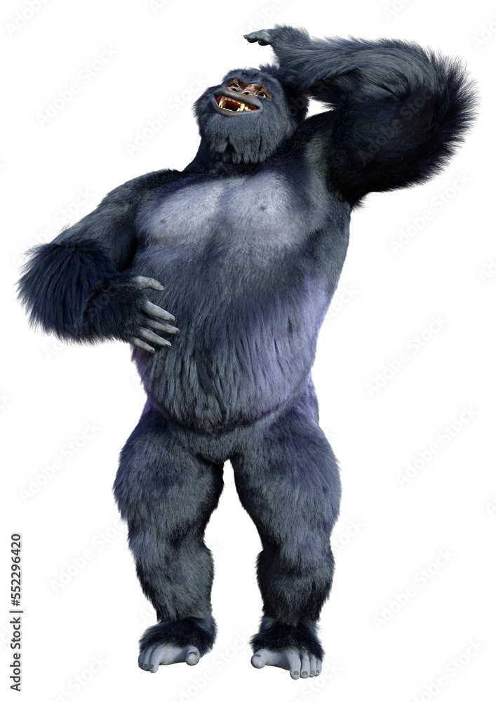 3D Rendering Black Gorilla Ape on White