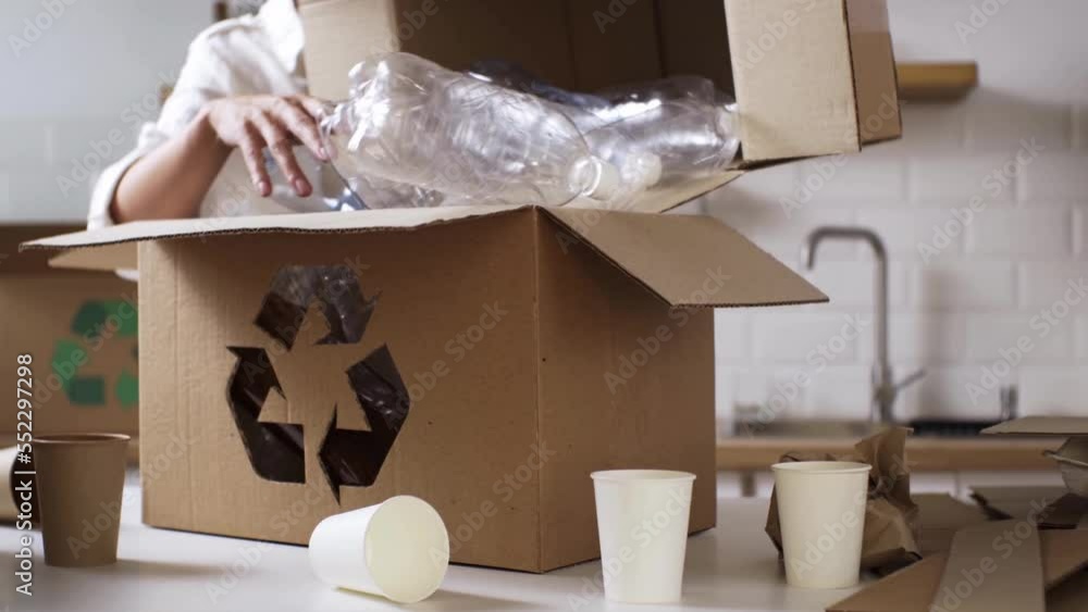 Recyclable Plastic For Reuse, Girl Sorts Plastic Bottle Materials For ...