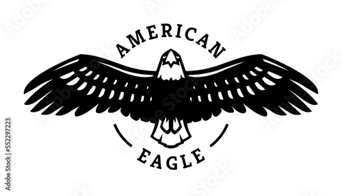 American eagle in flight logo, symbol. Vector illustration.