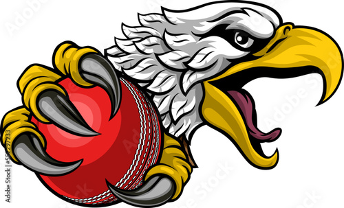 An eagle or hawk cricket ball cartoon sports team mascot