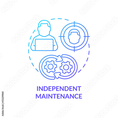 Independent maintenance blue gradient concept icon. Ccustomer profile data. Account management abstract idea thin line illustration. Isolated outline drawing. Myriad Pro-Bold font used