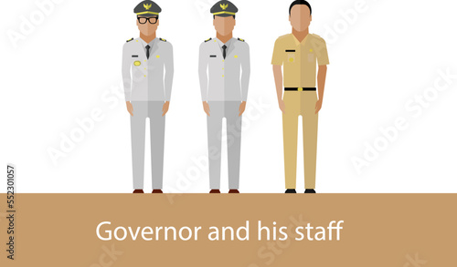 Indonesian Governor and his staff. Vector EPS 10