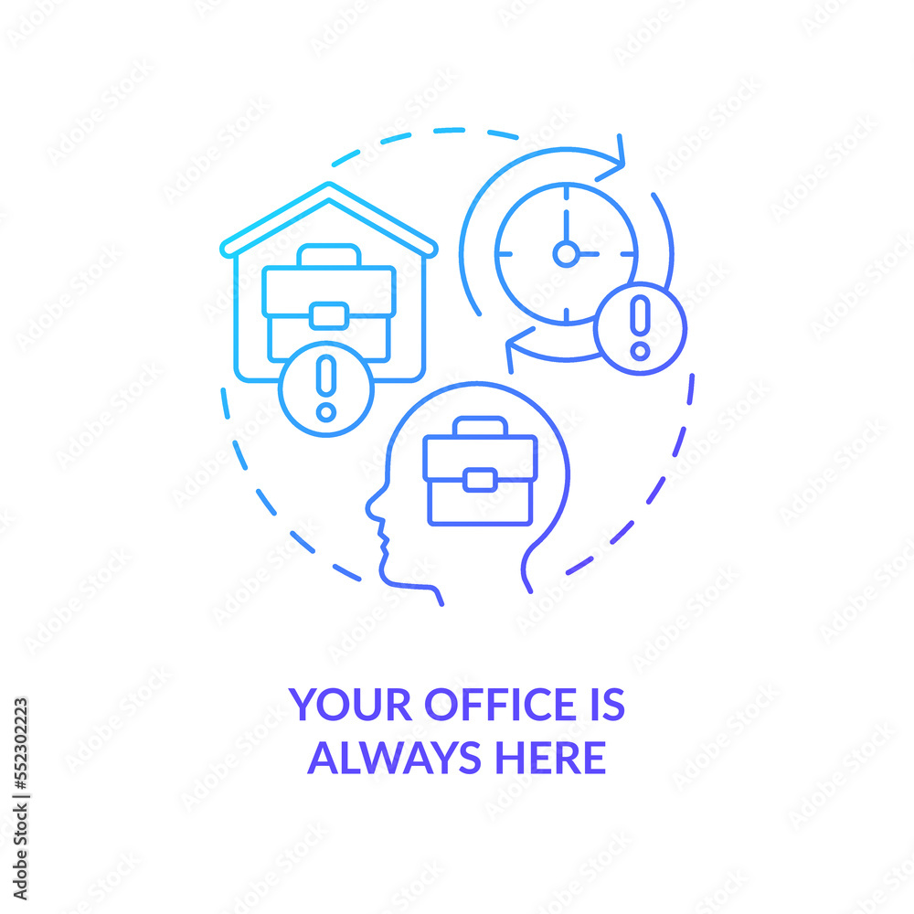 You cant leave home office blue gradient concept icon. Distance job issue. Working remotely challenge abstract idea thin line illustration. Isolated outline drawing. Myriad Pro-Bold font used You cant leave home office blue gradient concept icon. Distance job issue. Working remotely challenge abstract idea thin line illustration. Isolated outline drawing. Myriad Pro-Bold font used
