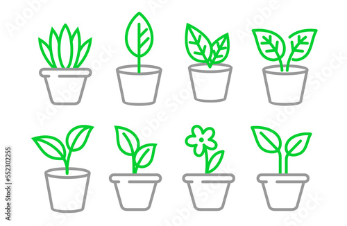 Plant in pot vector. Houseplant set icons.