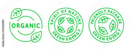 Green Stamp Organic Natural Eco Bio Product Label.