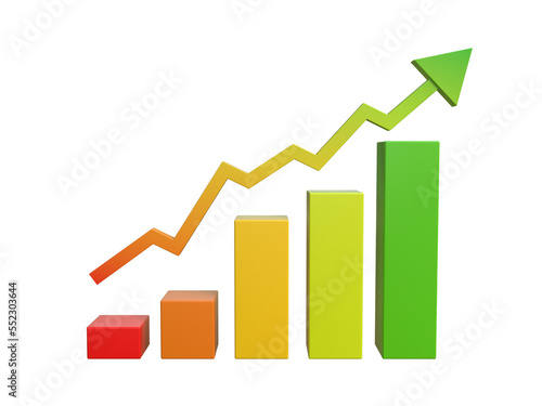 Business financial growth concept, colorful growth chart 3d rendering