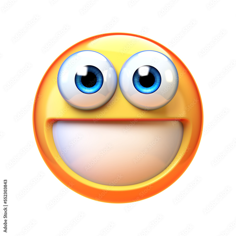 Happy emoji isolated on white background, smiling face emoticon 3d rendering Happy emoji isolated on white background, smiling face emoticon 3d rendering