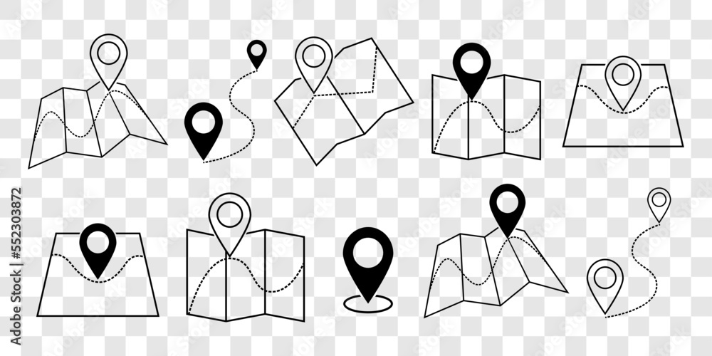 Map marker icons .Location.Maps Pin and Navigation icons set.Vector