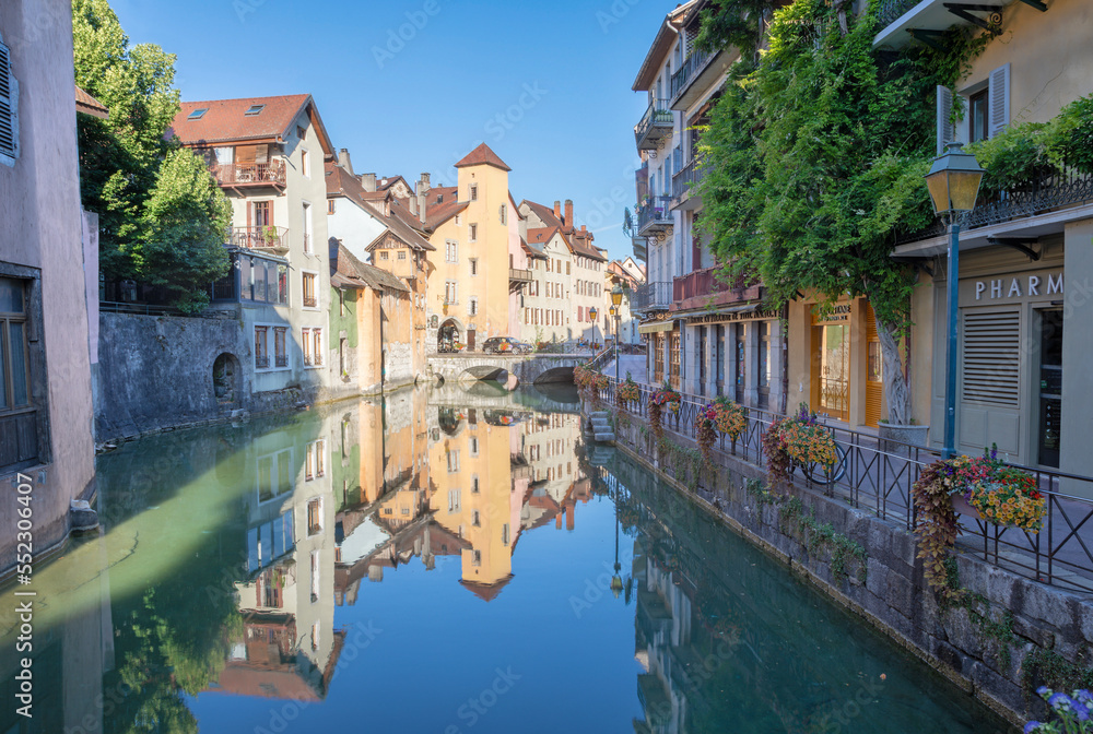 ANNECY, FRANCE - JULY 10, 2022: The old town in the morning light.