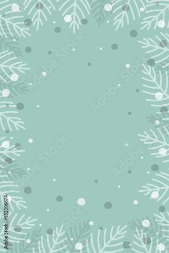 Hand drawn Christmas branches. Layout of a greeting card. Vector illustration