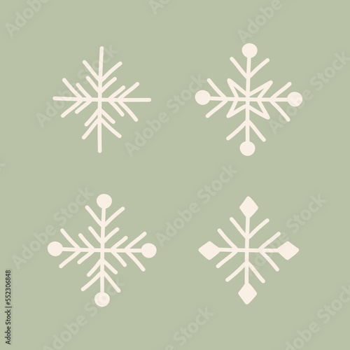 Collection of hand drawn Christmas snowflakes. Vector