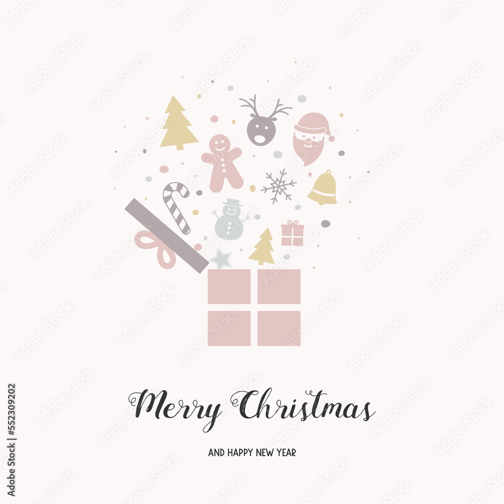 Obraz premium Christmas card with presents and wishes. Vector