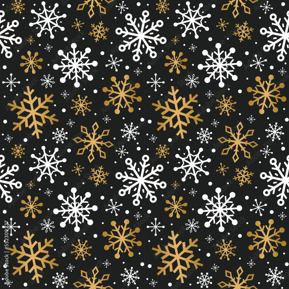 Concept of Christmas pattern with golden snowflakes. Vector illustration Concept of Christmas pattern with golden snowflakes. Vector illustration