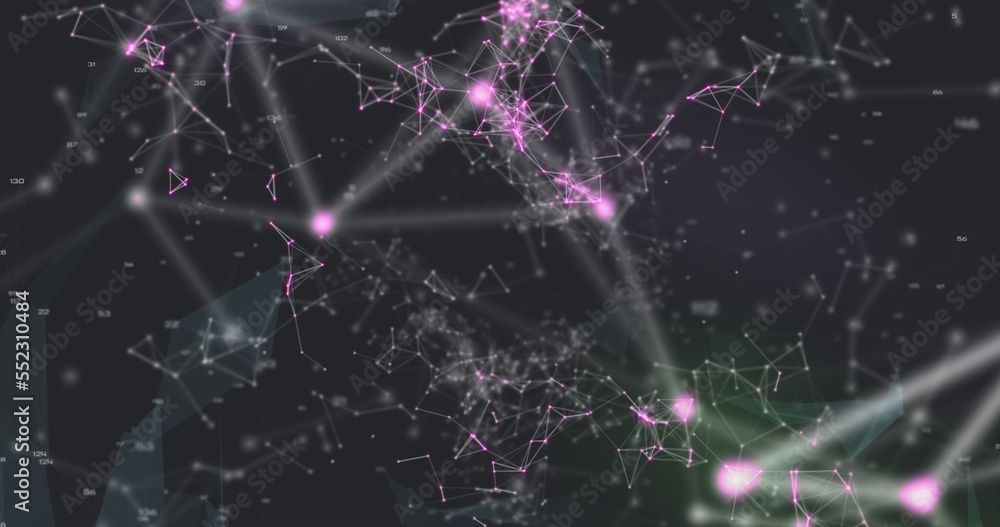 Naklejka premium Image of colourful QR code with web connection over space cloud and galaxy