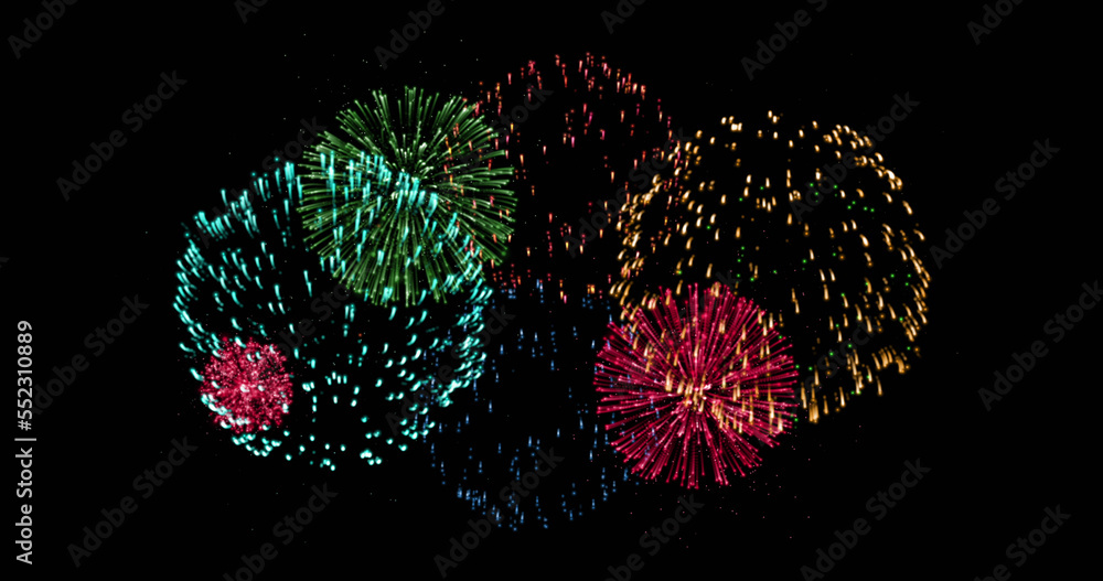 Image of colorful fireworks over black background