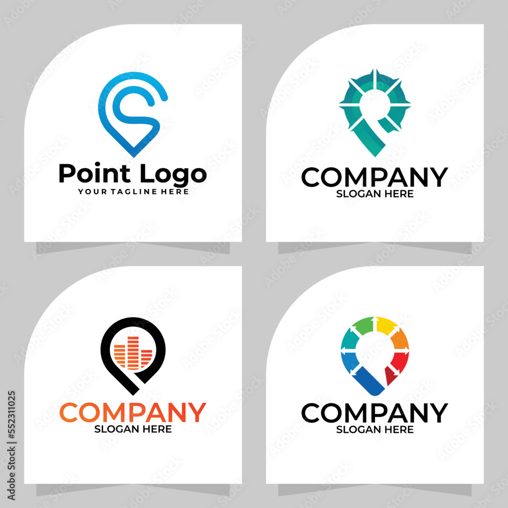 set of point tech logo vector design template