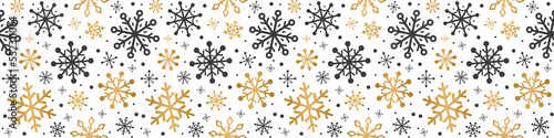 Seamless pattern with Christmas snowflakes on transparent background. PNG illustration