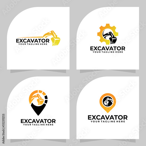 set of excavator logo vector design template