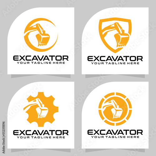 set of excavator logo vector design template