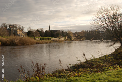 River Tweed and bridge at Kelso in winter