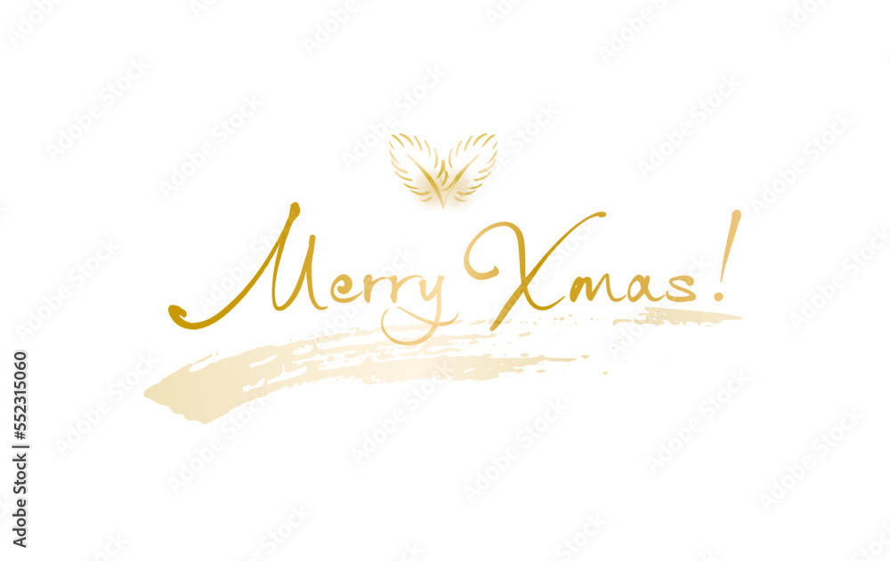 Obraz premium クリスマスカード 『Merry Xmas!』 羽根イラスト