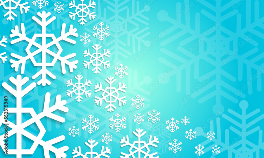 Snowflakes with shadow. Christmas background design. New Year. Winter design element. Vector illustration.