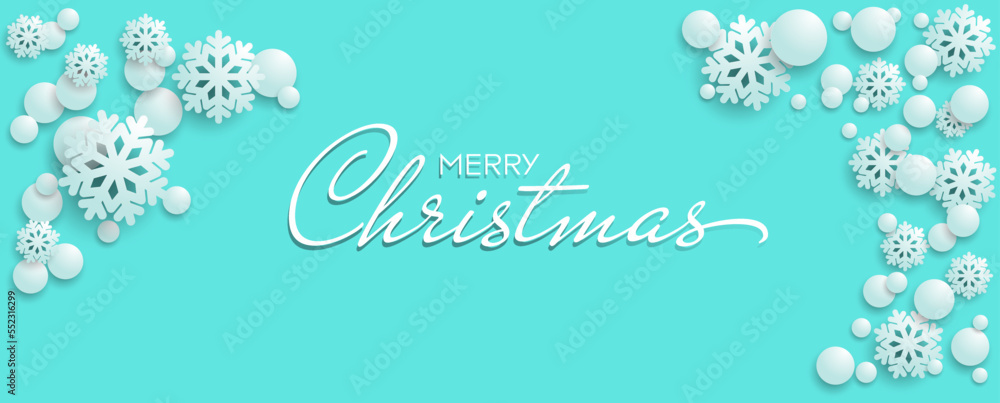 Fototapeta premium A new idea with abstract Papercraft Snowflakes Christmas Background. Vector illustration.