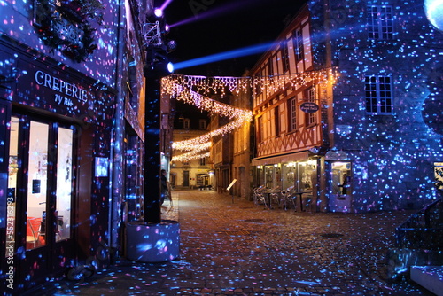 Fototapeta Naklejka Na Ścianę i Meble -  Christmas 2022 ambiance and decoration in Quimper, Bretagne, France. Decoration Noël 2022 Quimper.