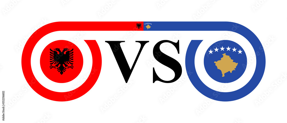 the concept of albania vs kosovo. vector illustration isolated on white background the concept of albania vs kosovo. vector illustration isolated on white background