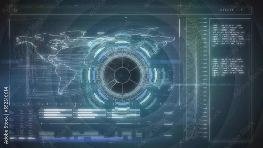 Data animation and a world map on screen Data animation and a world map on screen